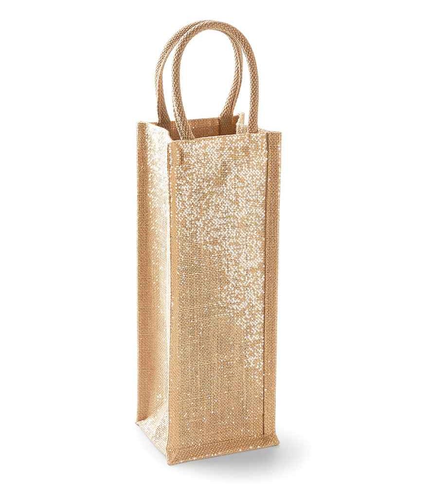 Shimmer Jute Bottle Bag