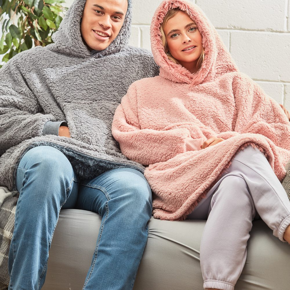 The Ribbon oversized cosy reversible shaggy Sherpa hoodie