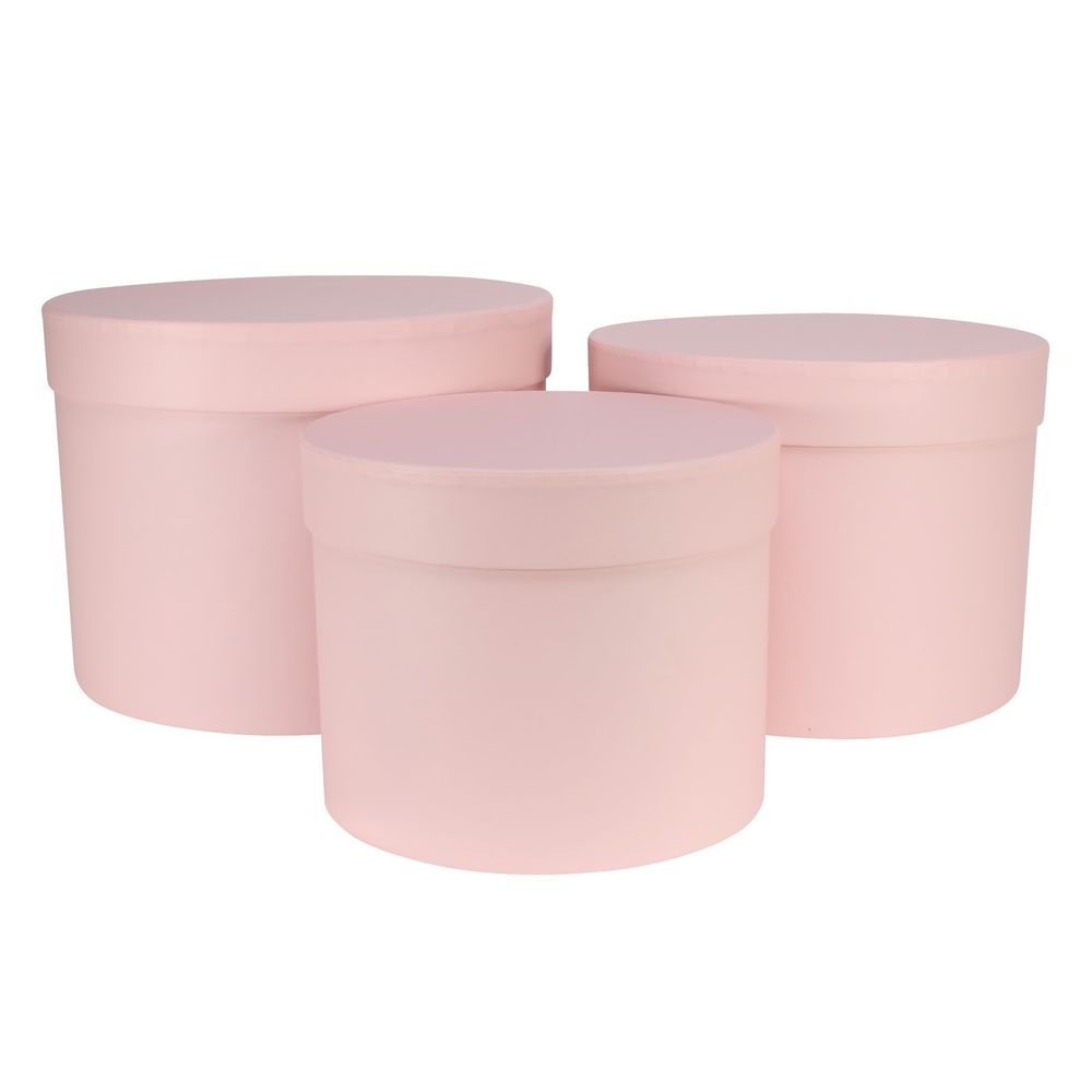 Pale Pink Hat Box (Set of 3) (Largest – D19 x H14.4cm) – SK Clothing ...