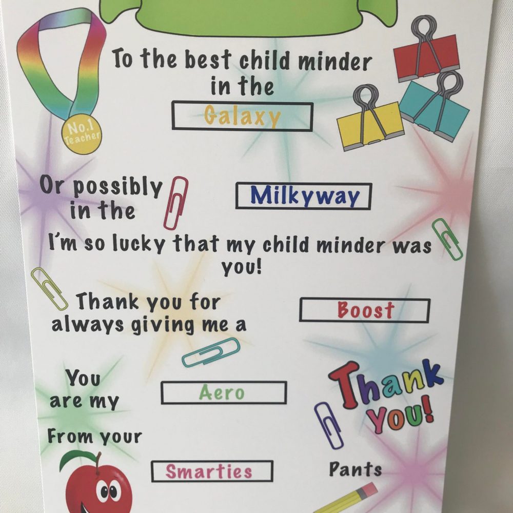 Childminder Chocolate board