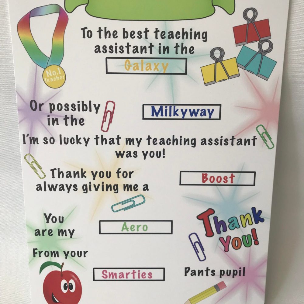 Teaching Assistant Chocolate board