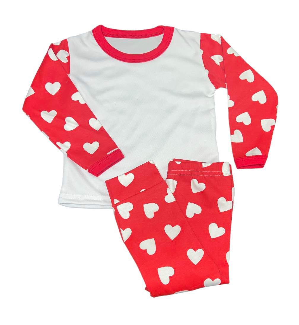 SUBLIMATION Pyjamas – Red Hearts – SK Clothing Wholesale