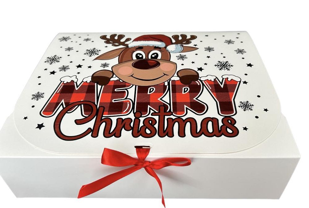Christmas Gift Box with Ribbon - Various Designs