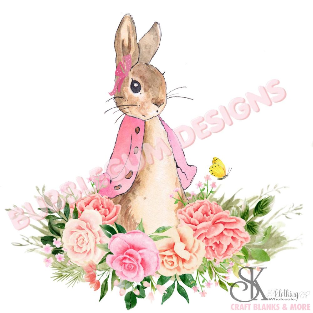 UV-DTF Decal Easter Rabbit with Flowers