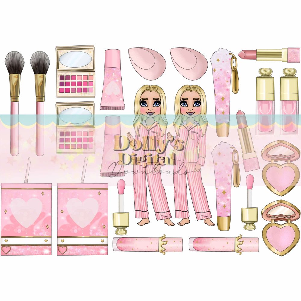 Pink Makeup Dolly Gangsheet A4