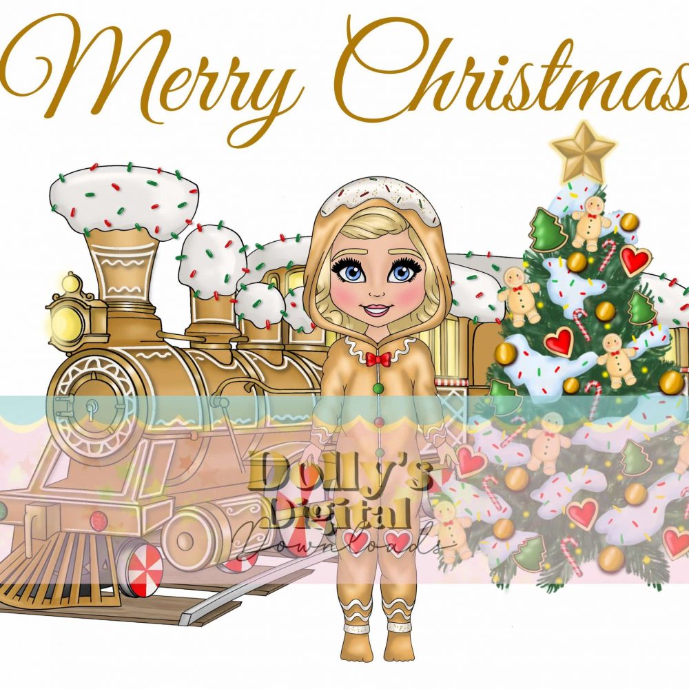 Gingerbread Christmas Express Dolly with Train - 20cm