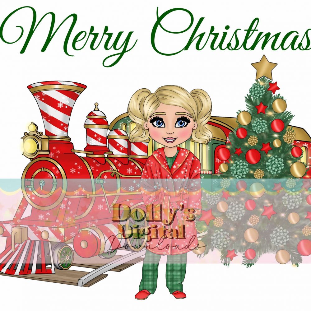 Red & Green Christmas Express Dolly with Train - 20cm