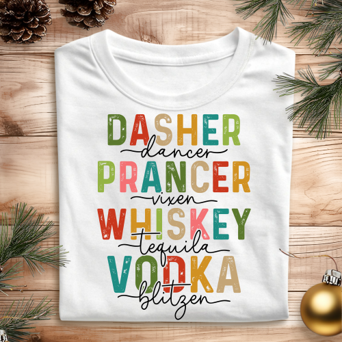 DTF Reindeer Names Funny Decal 18cm