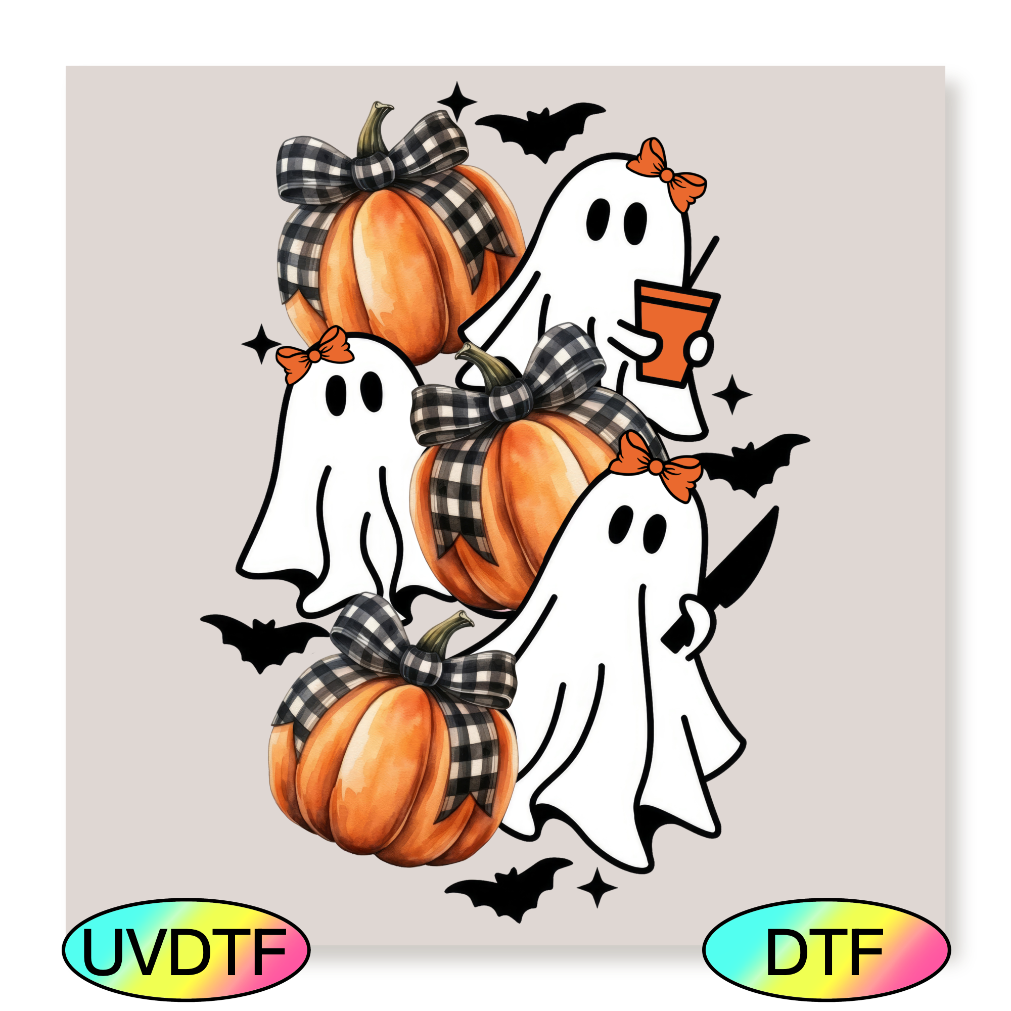 DTF Ghosts & Pumpkins Decal 20cm