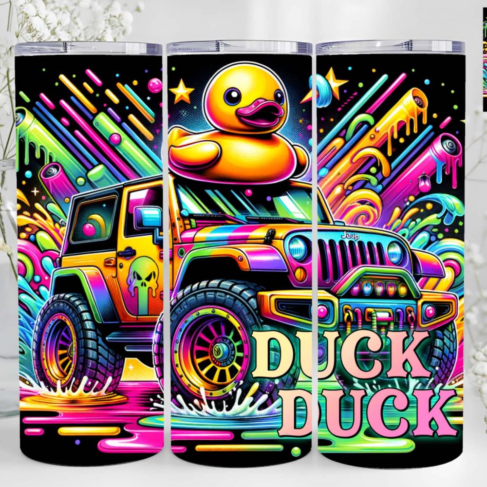 UV DTF 20oz Tumbler Wrap - Neon Duck Duck