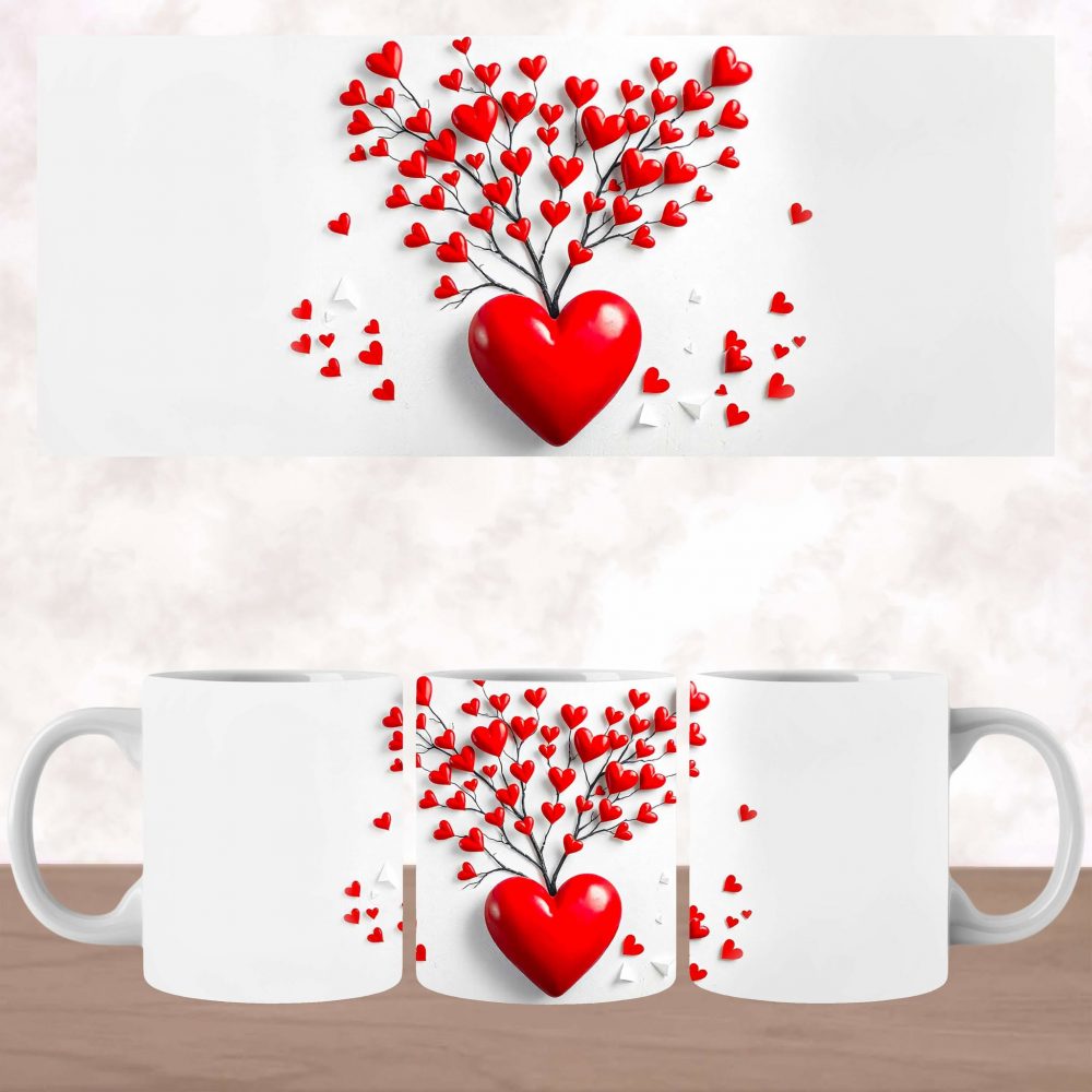 UV DTF Valentines Mug Wrap - Red Hearts