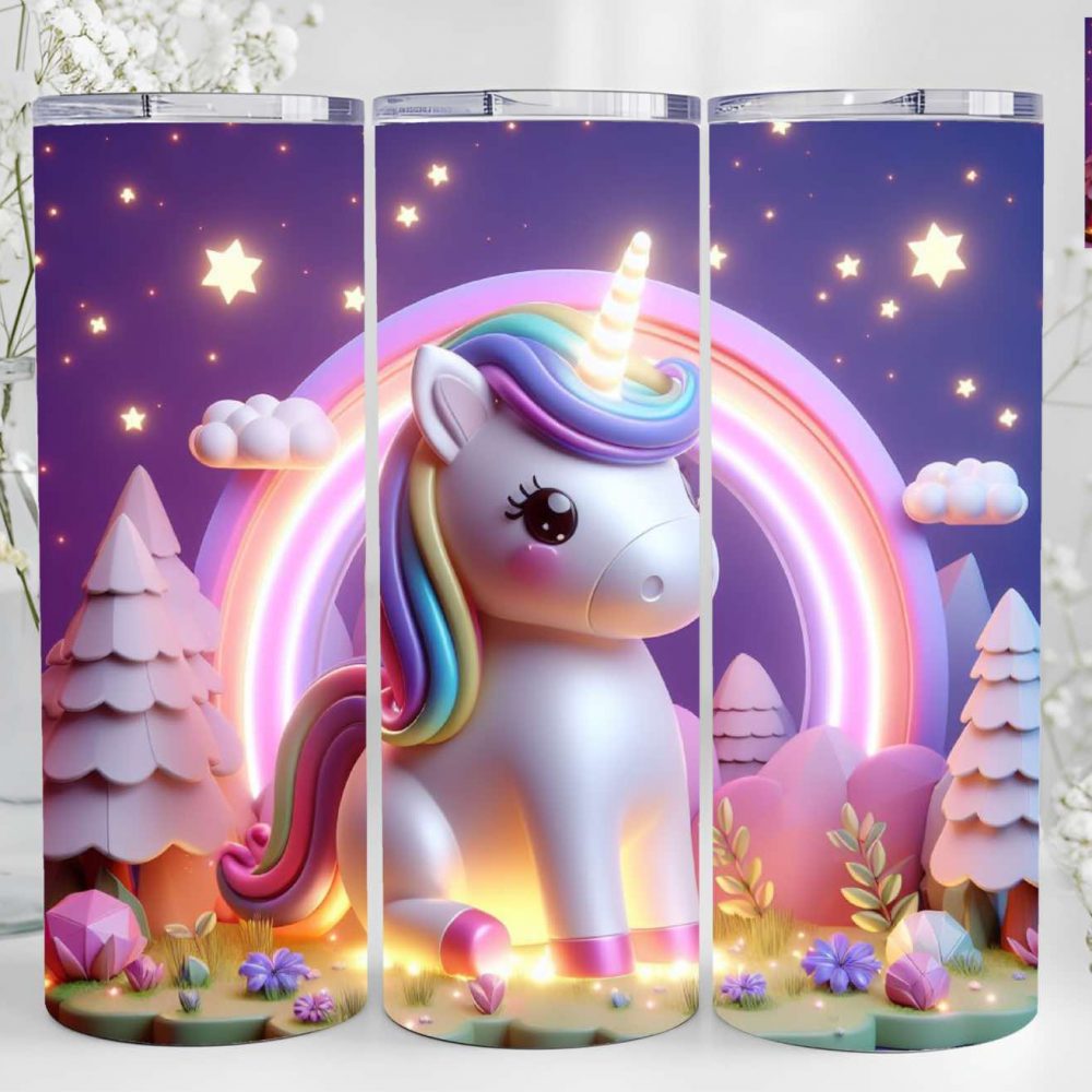 UV DTF 20oz Tumbler Wrap - 3D Unicorn