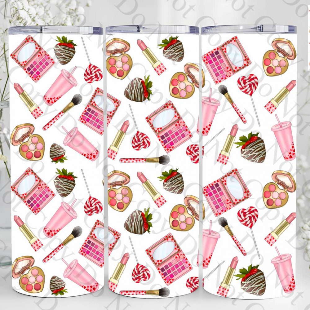 UV DTF 20oz Tumbler Wrap - Valentines Makeup