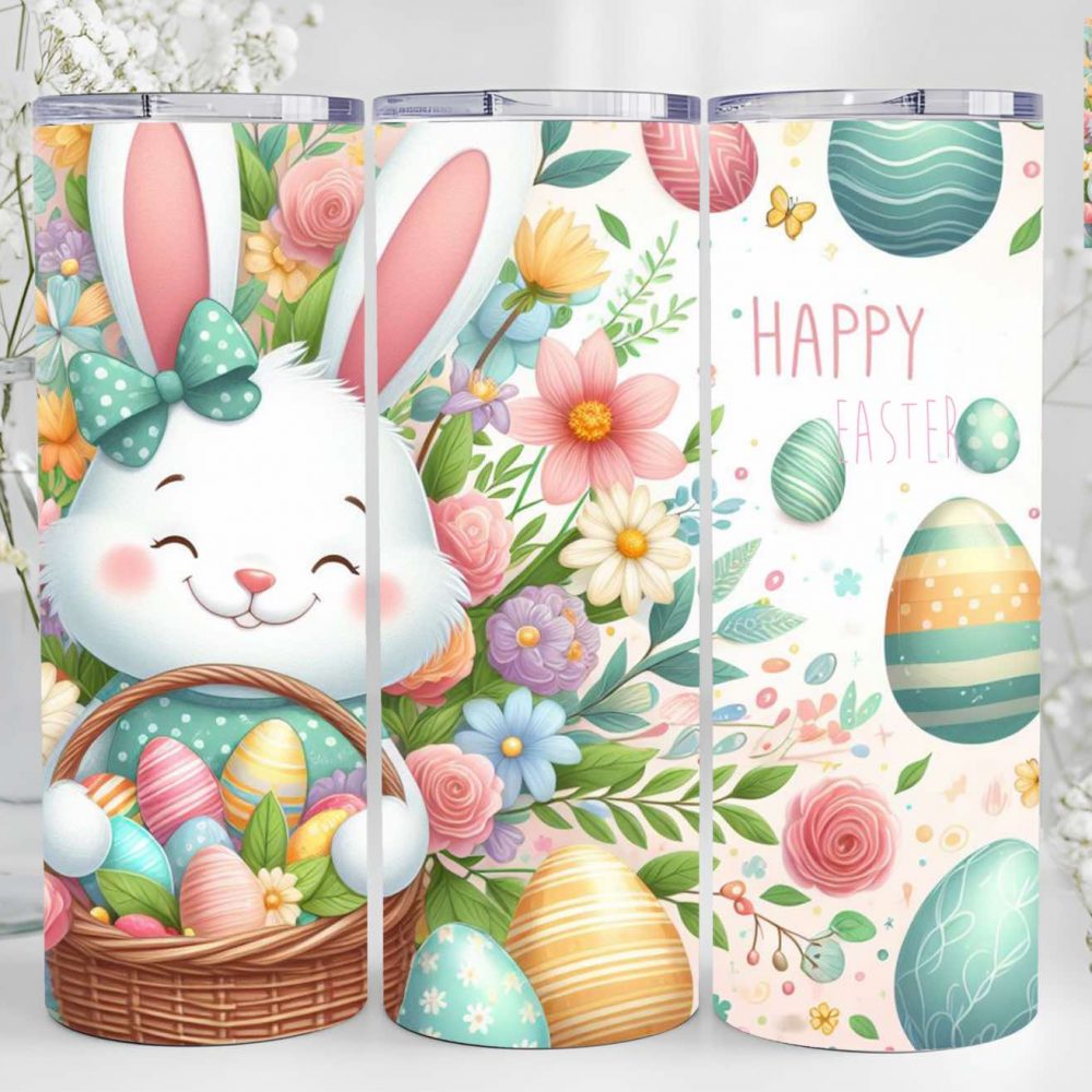 UV DTF 20oz Tumbler Wrap - Happy Easter Bunny
