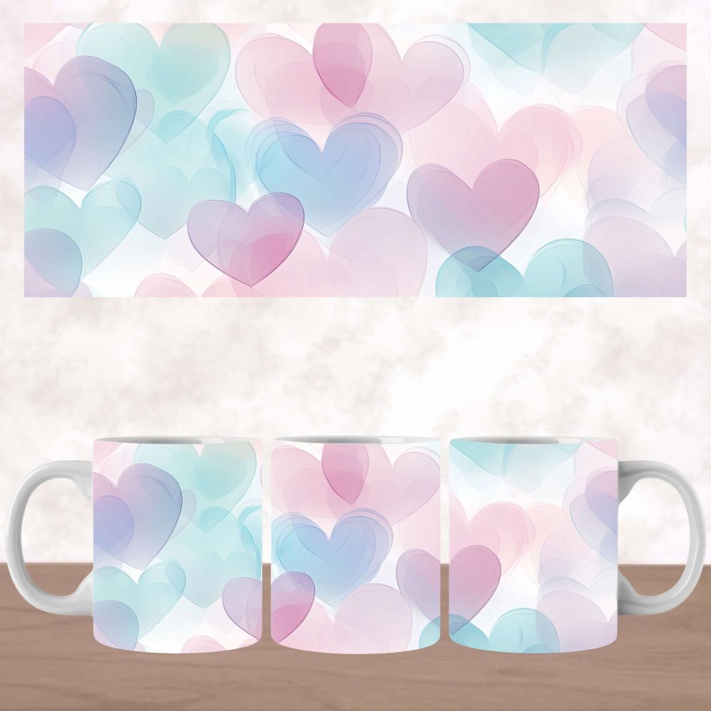 UV DTF Valentines Mug Wrap - Pastel Hearts