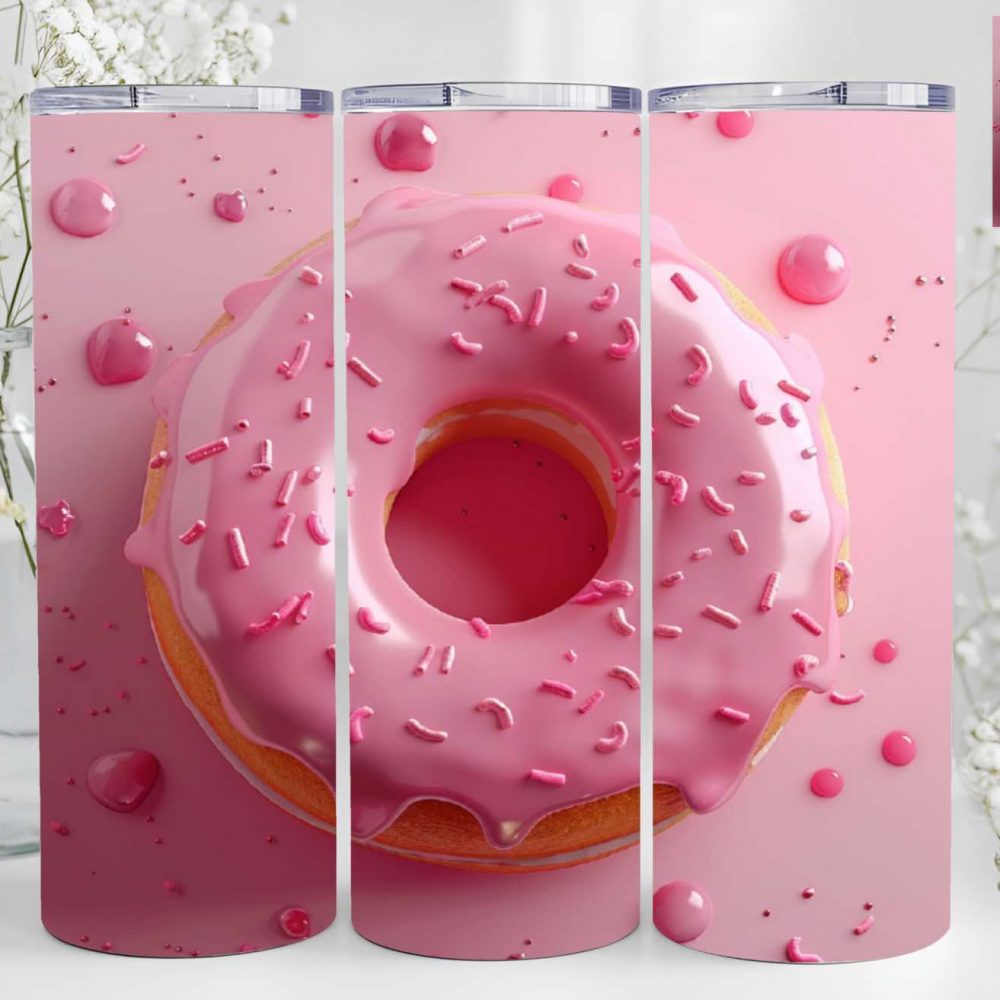 UV DTF 20oz Tumbler Wrap - Pink Donut