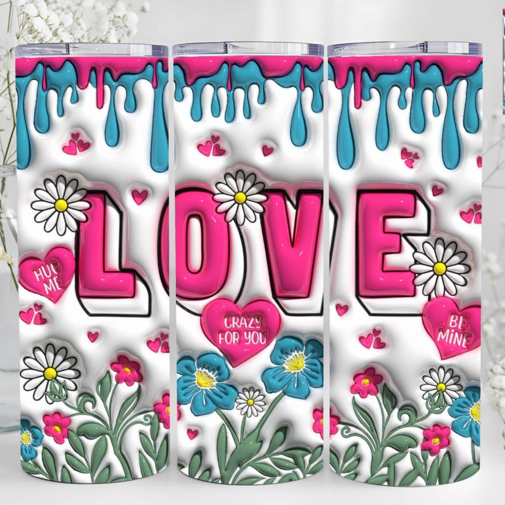 UV DTF 20oz Tumbler Wrap - 3D Love