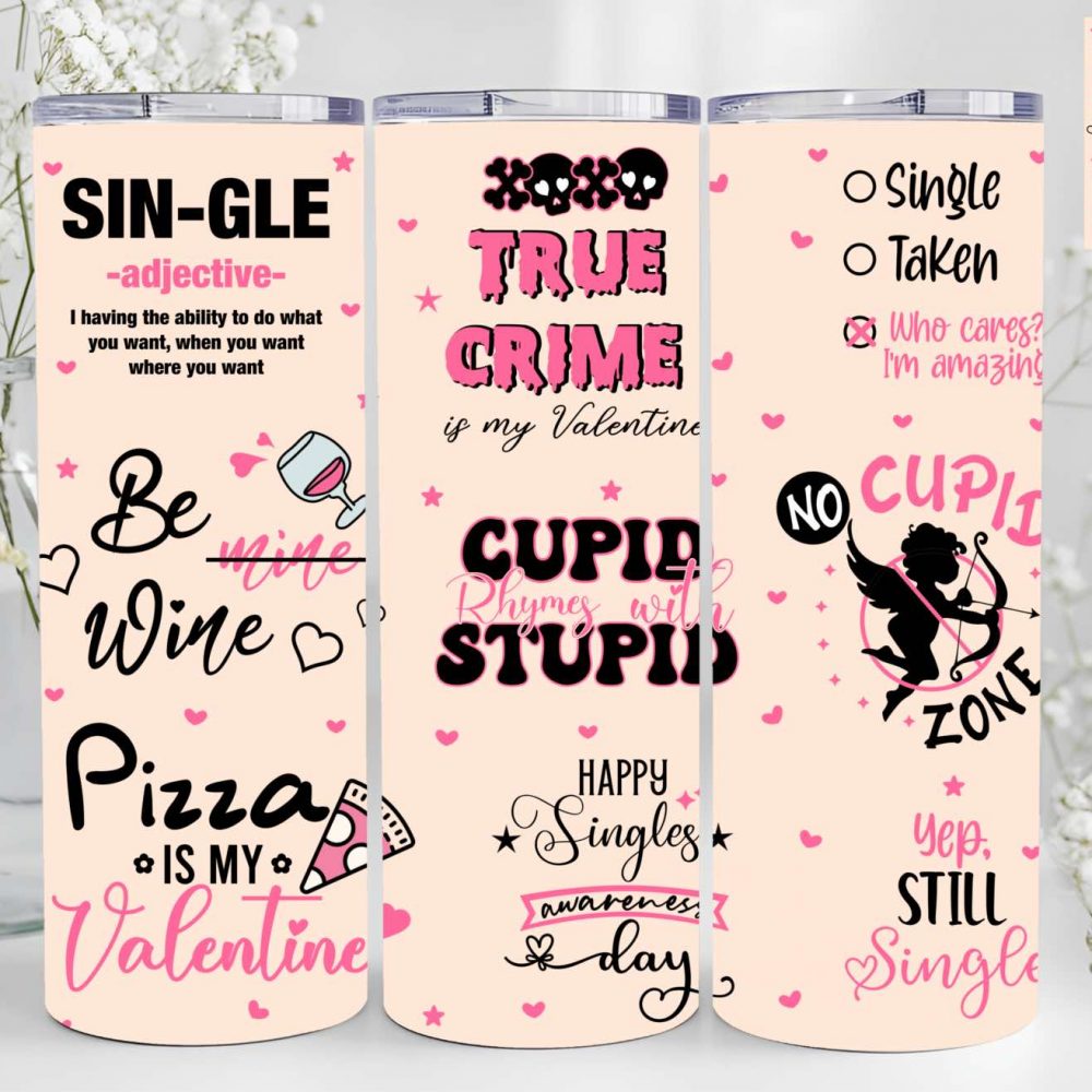 UV DTF 20oz Tumbler Wrap - Anti Valentine Pink
