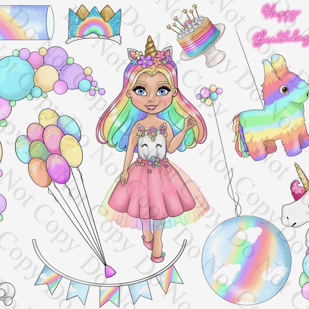 Unicorn Dolly Gangsheet A4