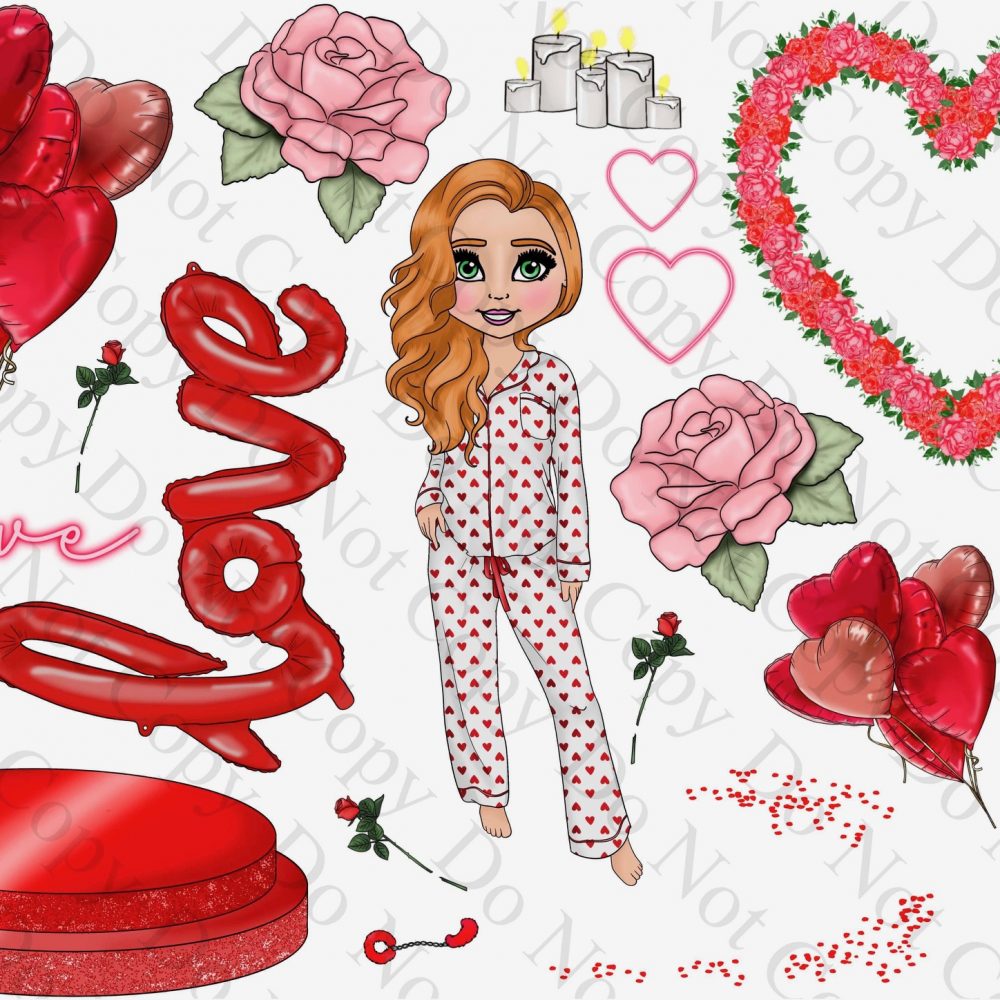 Red Makeup Valentine Dolly Gangsheet A4