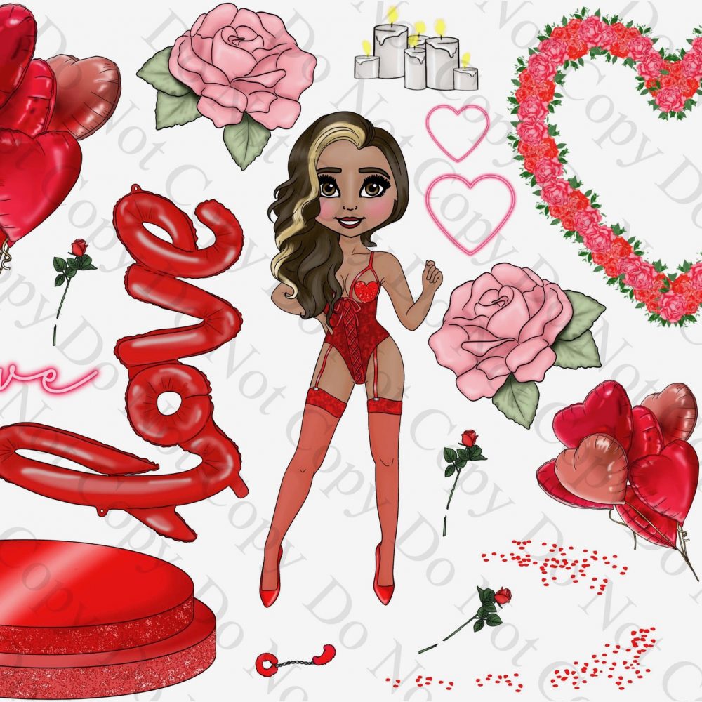 Sexy Feb Valentine Dolly Gangsheet A4