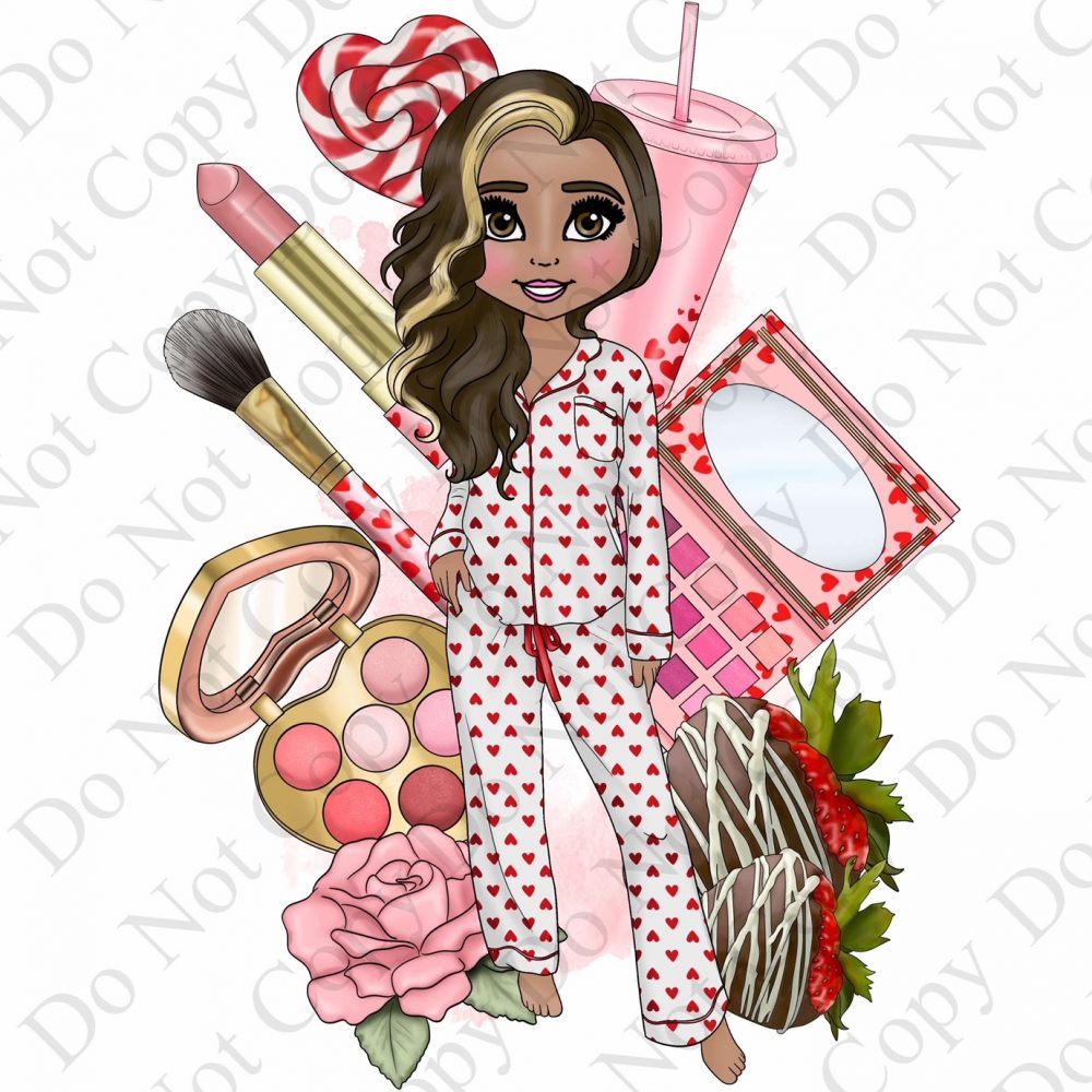 Red Makeup Valentine Dolly Decal