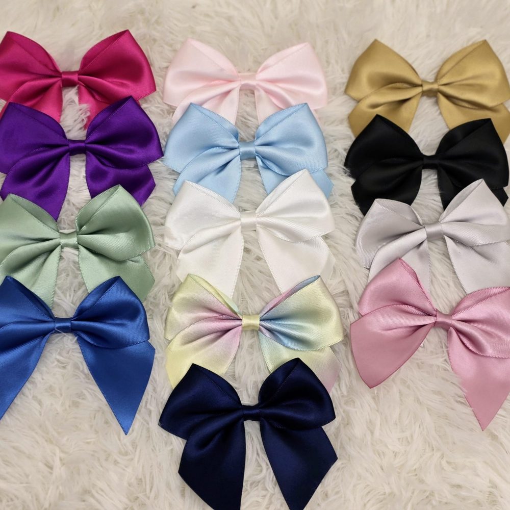 10cm Satin Ribbon Bow - (Self Adhesive) pack of 6
