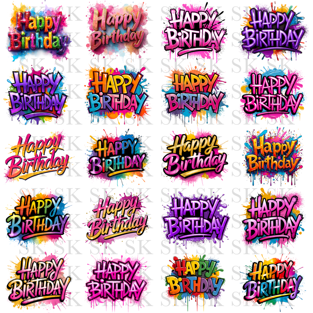 DTF Happy Birthday BULK 20pk - 50% OFF