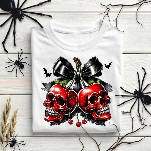 DTF Halloween Red Skull Cherry