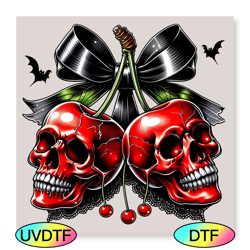 DTF Halloween Red Skull Cherry