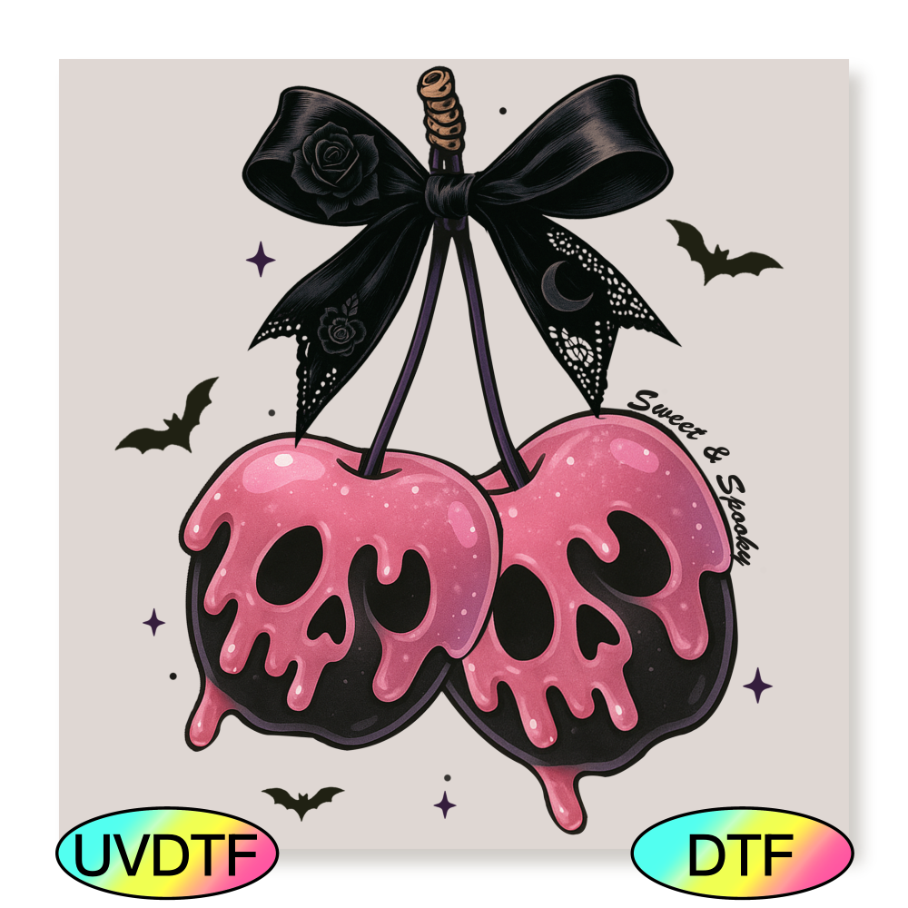 DTF Dripping Skull Cherry - Pink & Black