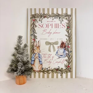 Little Cottontail Spring Baby Shower Easel Sign