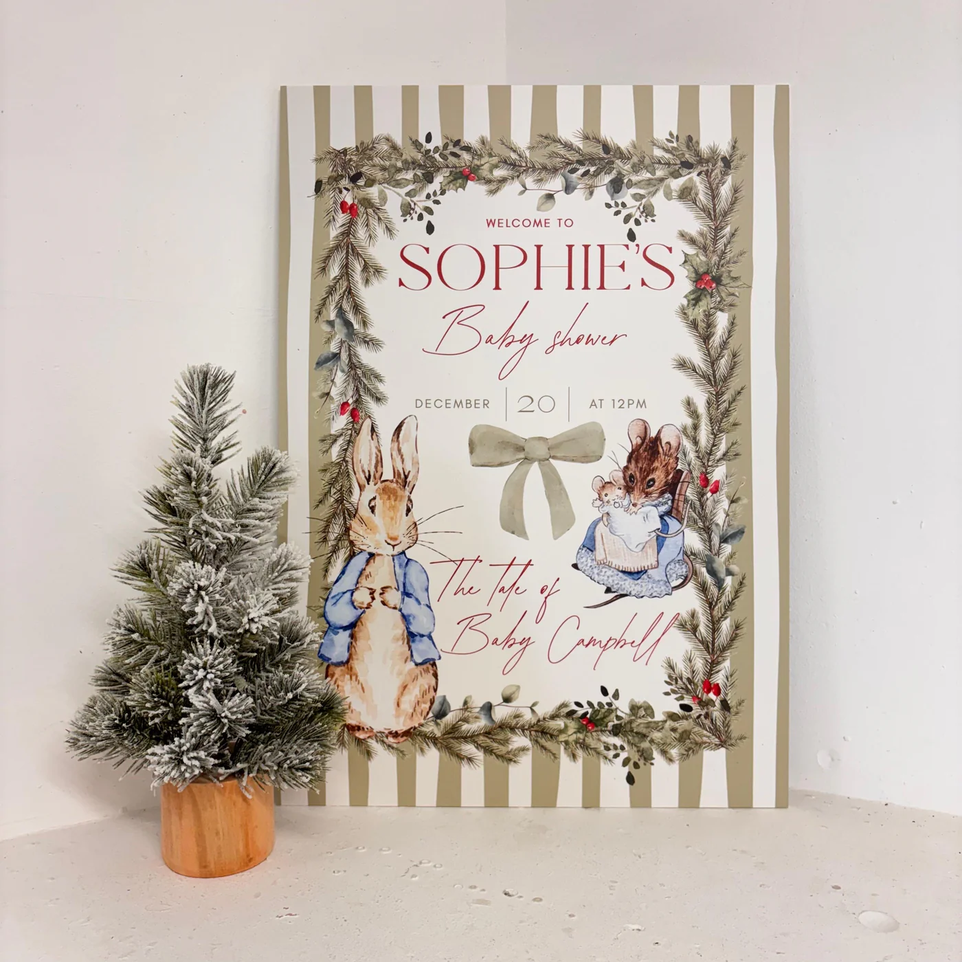 Little Cottontail Spring Baby Shower Easel Sign