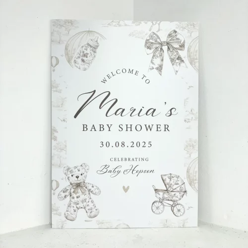 Cream Baby Shower Easel Sign