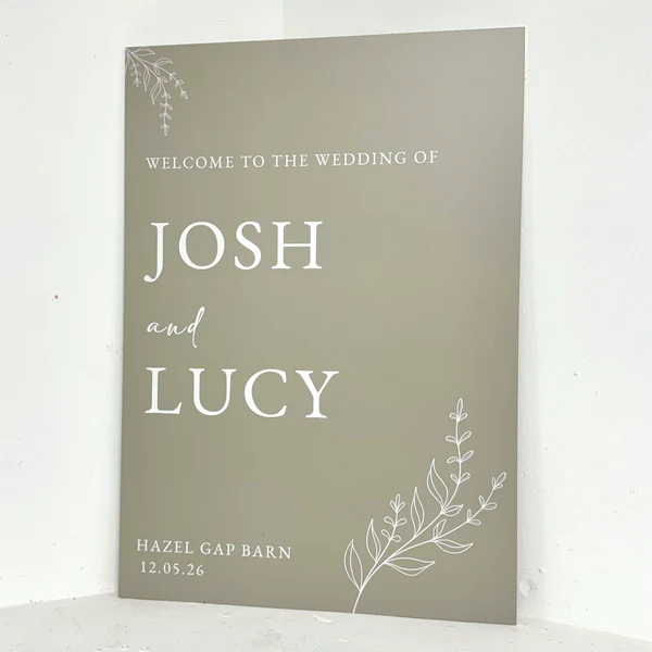 Khaki Floral Wedding Easel
