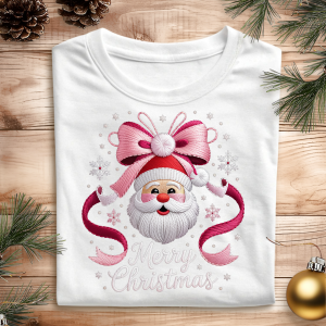 DTF Embroidery Pattern Pink Merry Christmas