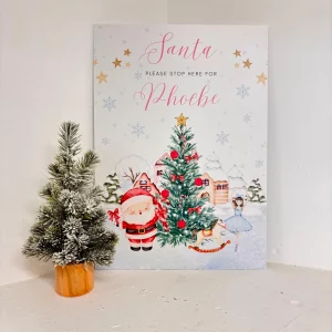 Santa Stop Here Girl Easel Sign