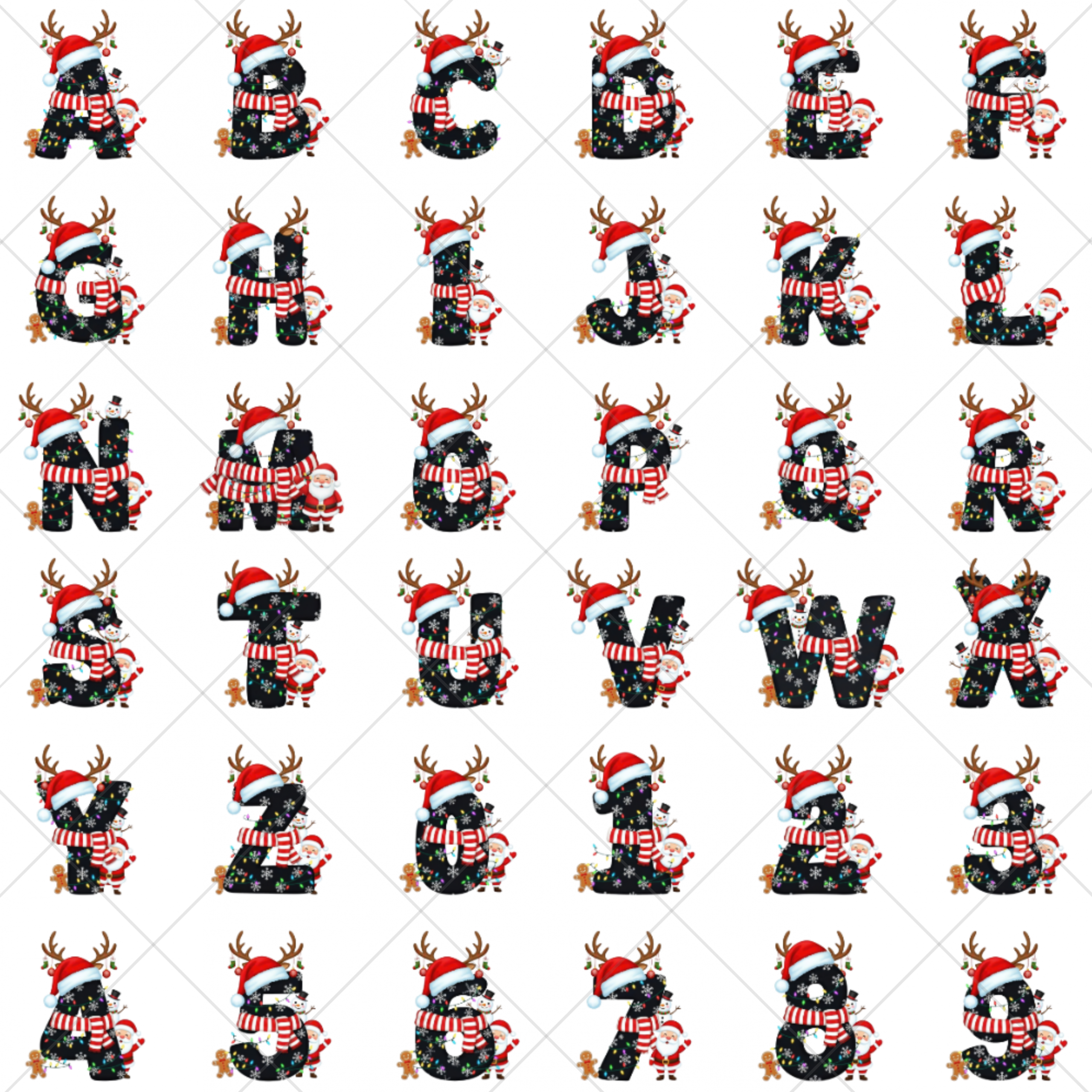 DTF Christmas Letters - Black Decorative - Image 2