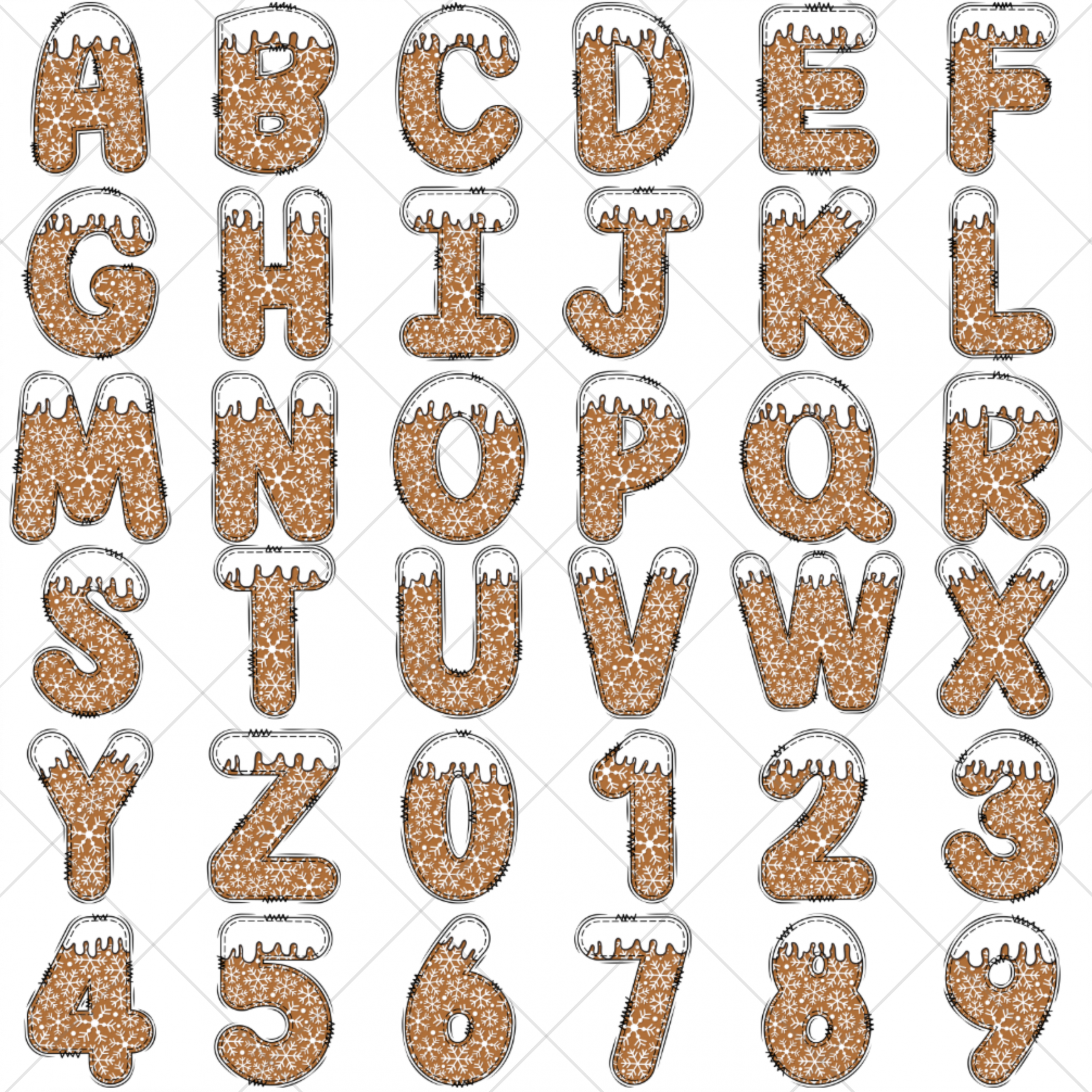 DTF Christmas Letters - Gingerbread Snowflakes - Image 2
