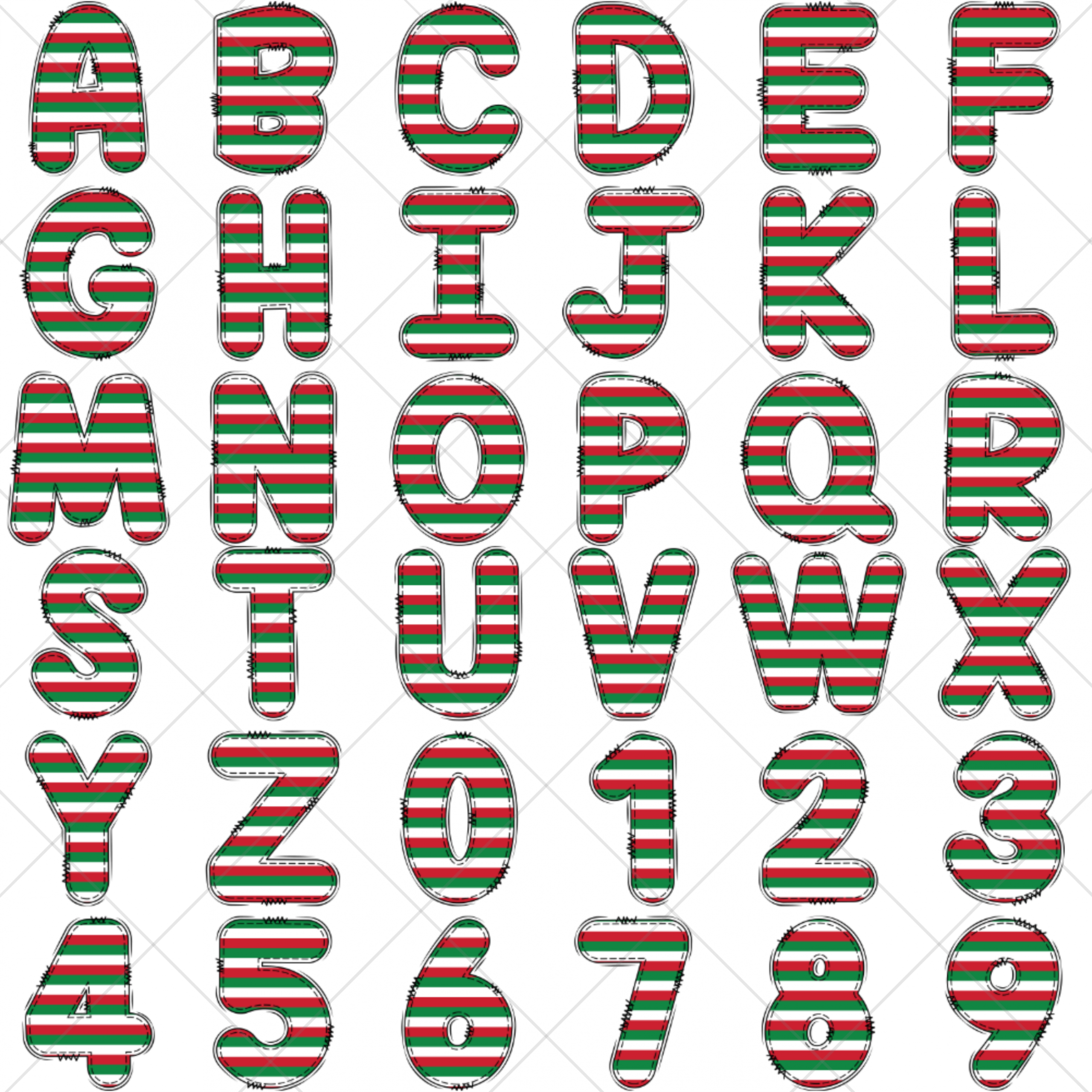 DTF Christmas Letters - Stripes - Image 2