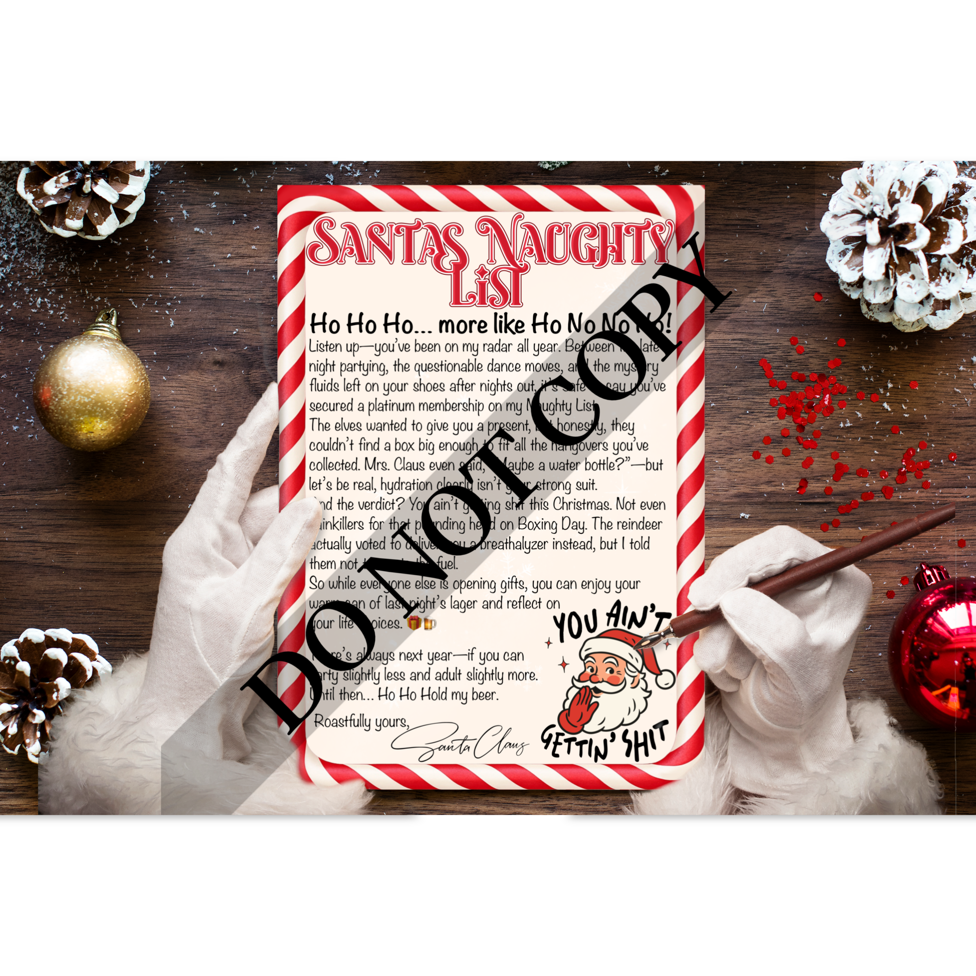 PNG Digital Download - Santas Naughty List Letter