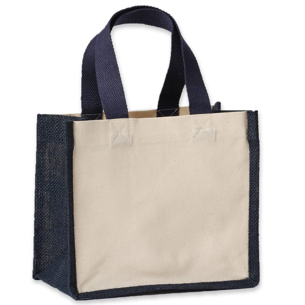 Jute canvas panel shopper