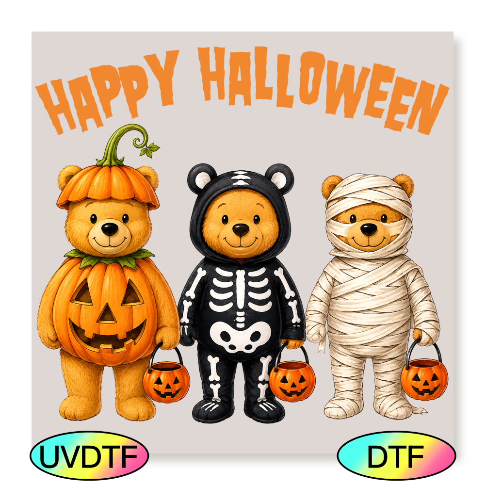 The Three Cute Halloween Bears - Decal