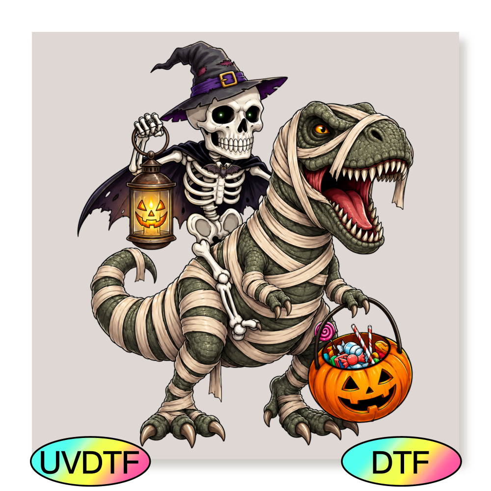 Skeleton Riding Dino - Decal