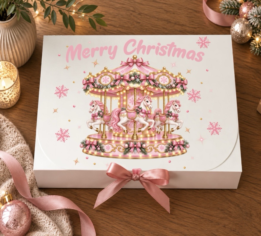 Merry Christmas Pink Carousel - Gift Box